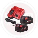2 بطاريه 18 فولت 5امبير+بطاريه 12 فولت + شاحن  ميلوكي MILWAUKEE  M18NRG-502