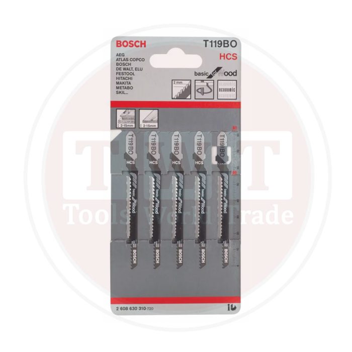 ⁦سلاح منشار اركيت بوش للخشب قطعيه دائريه و ناعمه 5 قطع BOSCH  JSB T T119 BO for wood Curve & Fine cut 5 Pcs⁩ - الصورة ⁦1⁩