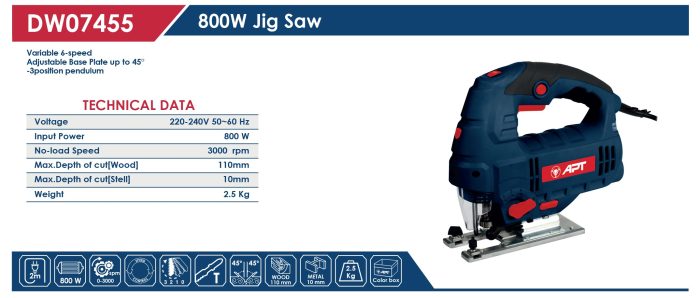 ⁦أركيت الكتروني اوضاع 800 وات 110 مم اي بي تي موديل APT DW07455⁩ - الصورة ⁦2⁩