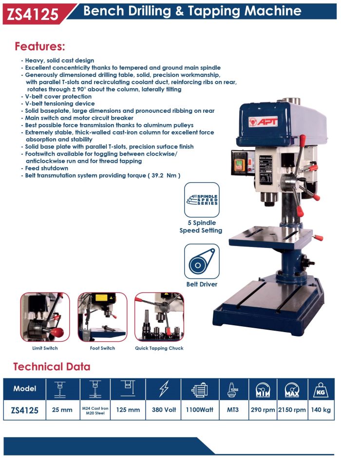 ⁦مثقاب تزجة قلاوظ  25مم 1100وات 380فولت اي بي تي موديل APT ZS4125-1100⁩ - الصورة ⁦2⁩
