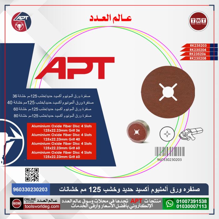 ⁦صنفرة ورق ألمونيوم أكسيد حديد و خشب 125مم خشانة 60 APT RAYLEK RK235206⁩ - الصورة ⁦2⁩