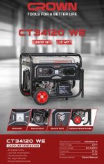 ⁦مولد كهرباء بنزين مارش / عجل 5 - 5.5 كيلو فولت 15 حصان كراون موديل CROWN CT34120WE⁩ - الصورة ⁦2⁩