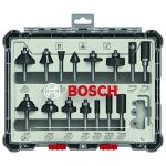 مجموعه من بنط الراوتر للتجاويف المستقيمة و الدائرية 15 قطعه كعب 6 مم BOSCH 15 pcs Mixed 6mm sha
