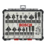مجموعه من بنط الراوتر للتجاويف المستقيمة و الدائرية 15 قطعه كعب 8 مم BOSCH 15 pcs Mixed 8mm sha