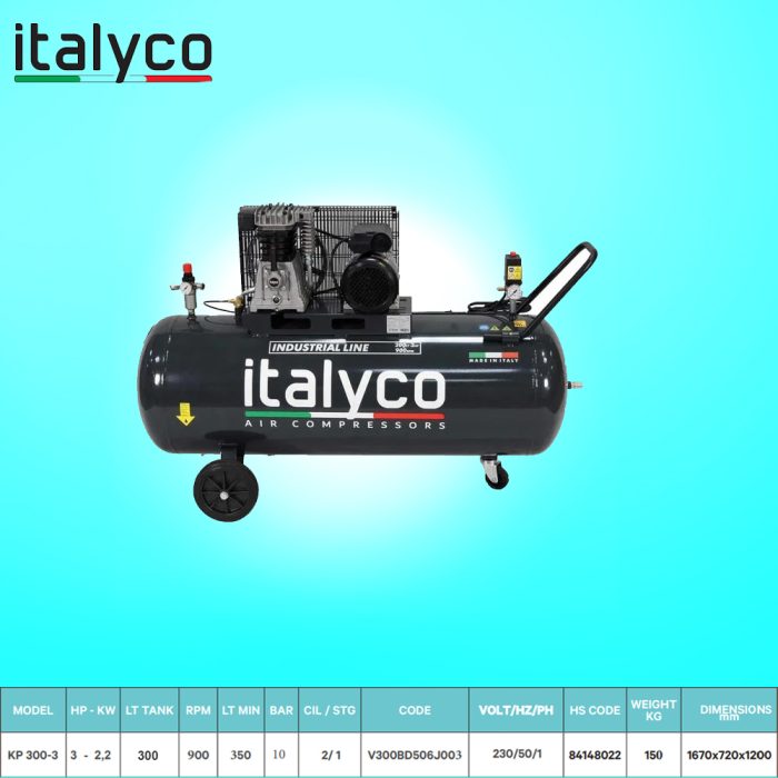 ⁦كمبروسر سير 3 حصان زهر ايطاليكو 300 لتر/دقيقة ايطالي ITALYCO KP300/3⁩ - الصورة ⁦7⁩