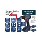 ⁦شنيور 13مم ظرف معدن 20 فولت 60نيوتن 2 بطاريه 2 امبير شنطة بلاستيك  موديل DW0614060-2*2BMC ماركة اي بي تي APT⁩ - الصورة ⁦2⁩