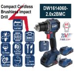 ⁦شنيور دقاق 13 مم ظرف معدن 20 فولت 60 نيوتن 2 بطارية * 2 امبير شنطة بلاستيك  موديل DW1614060-20*2BMC ماركة اي بي تي APT⁩ - الصورة ⁦2⁩