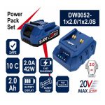 بطارية 20 فولت 2 أمبير +شاحن موديل DW0052-1x2.0/1x2.0S ماركة اي بي تي APT